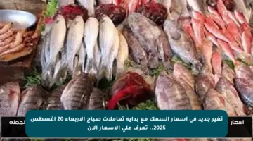 تغير جديد في أسعار السمك مع بداية تعاملات صباح الأربعاء 20 أغسطس 2025.. تعرف على الأسعار الآن